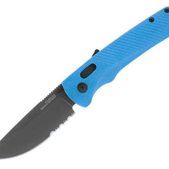 SOG Flash AT-XR Mk3 Partially Serrated Folding Knife - 3.45 Inch Blade, Straight Back - Civic Cyan, Black Out, or Urban Grey - Peg Box