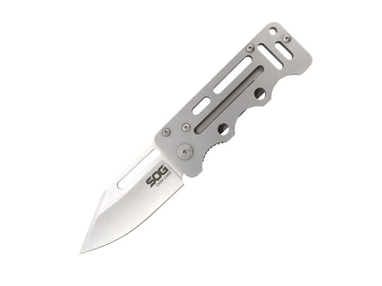 SOG Cash Card Folding Knife - 2.75-inch Straight Edge, Clip Point - Satin Finish - Silver Handle - Clam Pack (EZ1-CP)