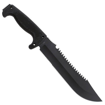 SOG Jungle Primitive Fixed Blade Knife - 9.5-inch Partially Serrated, Clip Point - Hardcased Black Finish - Black Handle - Nylon Sheath - Clam Pack (F03TN-CP)