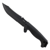 SOG Jungle Primitive Fixed Blade Knife - 9.5-inch Partially Serrated, Clip Point - Hardcased Black Finish - Black Handle - Nylon Sheath - Clam Pack (F03TN-CP)