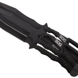 SOG Fixed Blade Throwing Knives with Paracord Handle - 4.4-inch Straight Edge - Hardcased Black Finish - Nylon Sheath - 3-Piece Clam Pack (F041TN-CP)
