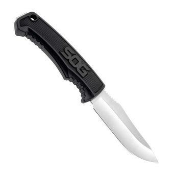 SOG Fixed Blade Field Knife - 4 Inch Straight Edge - Clip Point - Blister - Satin - Black
