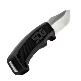 SOG Fixed Blade Field Knife - 4 Inch Straight Edge - Clip Point - Blister - Satin - Black