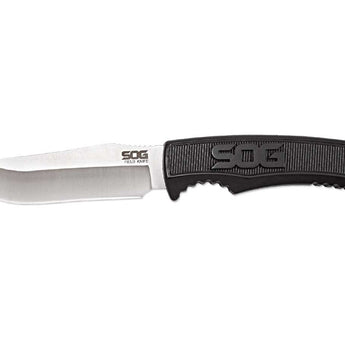 SOG Fixed Blade Field Knife - 4 Inch Straight Edge - Clip Point - Blister - Satin - Black