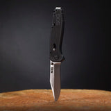 SOG Flare Assisted Folding Knife - 3.5 Inch Straight Edge - Clip Point - Satin Finish - Black - Blister Pack (FLA1001-CP)