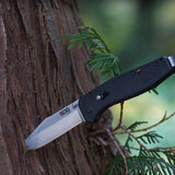 SOG Flare Assisted Folding Knife - 3.5 Inch Straight Edge - Clip Point - Satin Finish - Black - Blister Pack (FLA1001-CP)