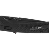 SOG Flash AT-XR Mk3 Folding Knife - 3.45 Inch Blade, Straight Back, Straight Edge - Civic Cyan, Black Out, or Urban Grey - Peg Box