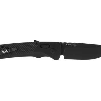 SOG Flash AT-XR Mk3 Folding Knife - 3.45 Inch Blade, Straight Back, Straight Edge - Civic Cyan, Black Out, or Urban Grey - Peg Box
