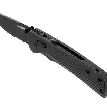 SOG Flash AT-XR Mk3 Partially Serrated Folding Knife - 3.45 Inch Blade, Straight Back - Civic Cyan, Black Out, or Urban Grey - Peg Box