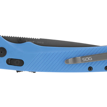 SOG Flash AT-XR Mk3 Folding Knife - 3.45 Inch Blade, Straight Back, Straight Edge - Civic Cyan, Black Out, or Urban Grey - Peg Box