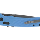 SOG Flash AT-XR Mk3 Partially Serrated Folding Knife - 3.45 Inch Blade, Straight Back - Civic Cyan, Black Out, or Urban Grey - Peg Box