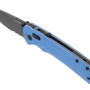 SOG Flash AT-XR Mk3 Partially Serrated Folding Knife - 3.45 Inch Blade, Straight Back - Civic Cyan, Black Out, or Urban Grey - Peg Box