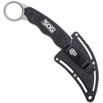SOG Gambit Fixed Blade Knife - 2.58-inch Straight Edge, Sheep's Foot - Satin Polished - Black Handle - Hard Nylon Sheath - Clam Pack (GB1001-CP)