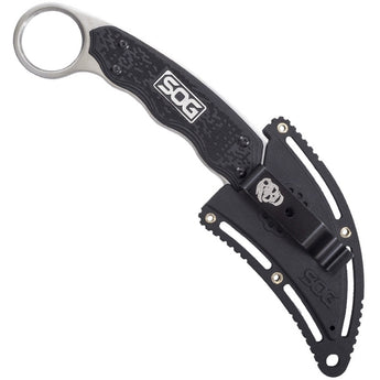 SOG Gambit Fixed Blade Knife - 2.58-inch Straight Edge, Sheep's Foot - Satin Polished - Black Handle - Hard Nylon Sheath - Clam Pack (GB1001-CP)