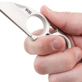 SOG Snarl Fixed Blade Knife - 2.3-inch Straight Edge, Sheep's Foot - Satin Finish - Silver Handle - Hard Nylon Sheath - Clam Pack (JB01K-CP)