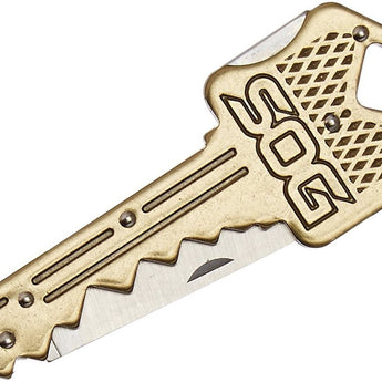 SOG Key Knife Folding Knife - 1.5-inch Straight Edge, Drop Point - Blue or Hardcased Black