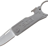 SOG Keytron Folding Knife - 1.8 Inch Straight Edge - Clip Point - Satin Finish - Silver- Blister Pack (KT1001-CP)