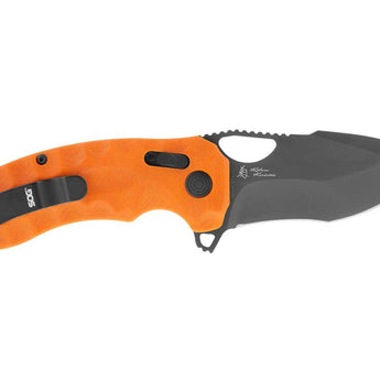 SOG Kiku XR LTE Folding Knife - 3.02 Inch Blade, Tanto, Straight Edge - Orange G10 or Blackout