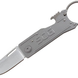 SOG Keytron Folding Knife - 1.8 Inch Straight Edge - Clip Point - Satin Finish - Silver- Blister Pack (KT1001-CP)