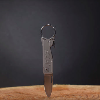 SOG Keytron Folding Knife - 1.8 Inch Straight Edge - Clip Point - Satin Finish - Silver- Blister Pack (KT1001-CP)