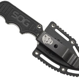 SOG Instinct Mini Fixed Blade Knife - 1.9-inch Straight Edge, Clip Point - Satin Polished - Black G10 Handle - Hard Nylon Sheath - Clam Pack (NB1002-CP)