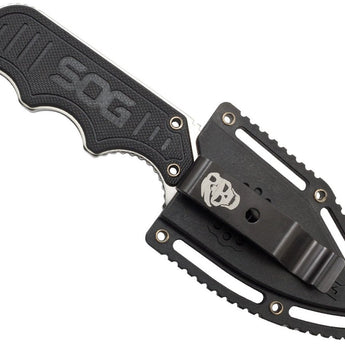 SOG Instinct Fixed Blade Knife - 2.3-inch Straight Edge, Clip Point - Satin Polished - Black G10 Handle - Hard Nylon Sheath - Clam Pack (NB1012-CP)