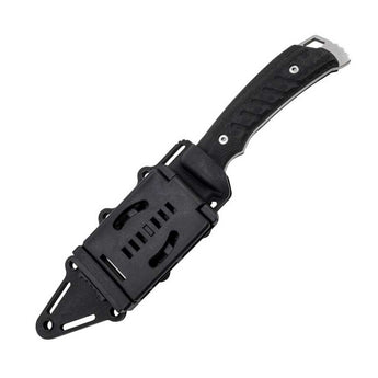 SOG Pillar Fixed Blade Knife - 5 Inch Straight Edge - Clip Point - USA MADE - Box - Stone Wash - Black