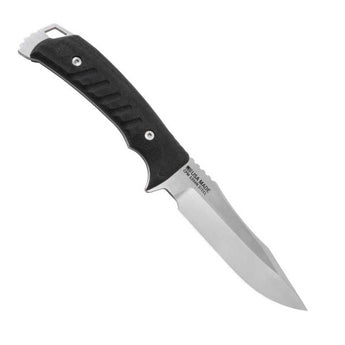 SOG Pillar Fixed Blade Knife - 5 Inch Straight Edge - Clip Point - USA MADE - Box - Stone Wash - Black