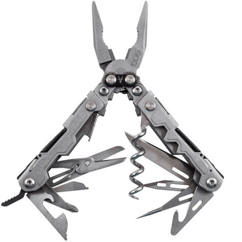 SOG PowerLitre Multi-Tool - Stainless Steel - Stonewash or Black Finish - 17 Total Tools - Blister Pack (PL1001-CP, PL1002-CP)