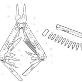 SOG PowerAccess Deluxe Multi-Tool - Stainless Steel - Stone Wash or Black Finish - Hex Bit Kit- 21 Total Tools - Peg Box