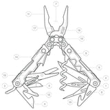 SOG PowerLitre Multi-Tool - Stainless Steel - Stonewash or Black Finish - 17 Total Tools - Blister Pack (PL1001-CP, PL1002-CP)