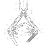 SOG PowerPint Multi-Tool - Stainless Steel - Black or Stonewash Finish - 18 Total Tools - Blister Pack (PP1001-CP)