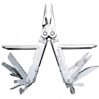 SOG PowerLock Multi-Tool - Includes 14 Tools - Satin Finish - Nylon Sheath - Clam Pack (S60N-CP)