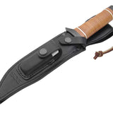 SOG Super SOG Bowie Fixed Blade Knife - 7.5-inch Straight Edge, Clip Point - Hardcased Black TiNi  - Brown Handle - Boxed (SB1T-L)