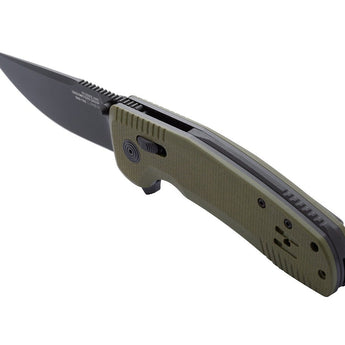 SOG SOG-TAC XR Folding Knife - 3.4 Inch Clip Point Blade - Blackout or OD Green - Peg Box