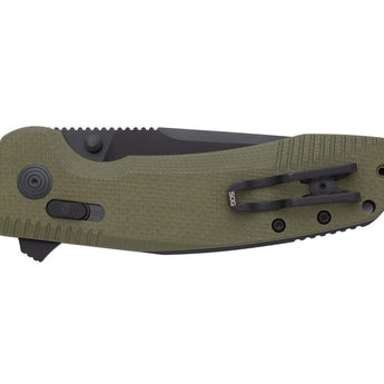 SOG SOG-TAC XR Folding Knife - 3.4 Inch Clip Point Blade - Blackout or OD Green - Peg Box