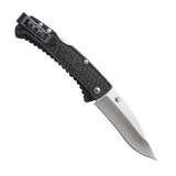 SOG Traction Folding Knife - 3.5-inch Straight Edge, Clip Point - Satin Finish - Black Handle - Clam Pack (TD1011-CP)