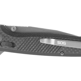 SOG Terminus XR LTE Folding Knife - 2.95 Inch Blade, Clip Point, Straight Edge - Carbon and Graphite or Carbon and Gold