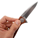 SOG Twitch XL Folding Knife - 3.25 Inch Straight Edge, Drop Point, Satin Finish - Wood Handle - Clam Packaging