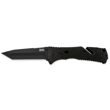 SOG Trident Folding Knife - 3.75-inch Partially Serrated, Clip Point - Hardcased Black TiNi Finish (TF1-BX) with Black Handle, or Hardcased Copper TiNi Finish (TF5) with Desert Camo Handle