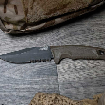 SOG Recondo FX Fixed Blade Knife - 4.6-inch Partially Serrated, Clip Point - Presentation Box - Black or FDE Colors