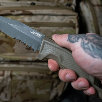 SOG Recondo FX Fixed Blade Knife - 4.6-inch Partially Serrated, Clip Point - Presentation Box - Black or FDE Colors