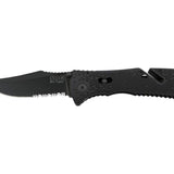 SOG Trident Mini Folding Knife - 3.15-inch Partially Serrated, Clip Point - Black TiNi - Black Handle - Boxed (TF-21)