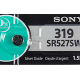MuRata SR527SW 319 22.5mAh 1.55V Silver Oxide Watch Battery - 1 Piece Tear Strip, Sold Individually