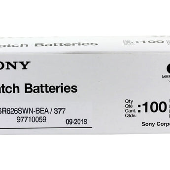 MuRata SR626SW 377 28mAh 1.55V Silver Oxide Watch Battery - 1 Piece Tear Strip, Sold Individually