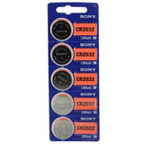 MuRata CR2032 220mAh 3V Lithium Primary (LiMNO2) Coin Cell Batteries - 5-Piece Tear Strip