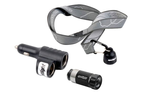 Spotlight Commuter Kit with Spotlight Turbo LED Flashlight and Keychain and Super Socket - Jet Black (SPOT-9109)
