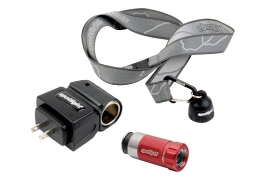 Spotlight Home Helper Kit with Spotlight Turbo LED Flashlight and Keychain and AC Adapter - Racecar Red (SPOT-9300)