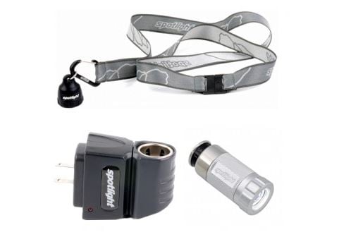 Spotlight Home Helper Kit with Spotlight Turbo LED Flashlight and Keychain and AC Adapter - Time Machine Titanium (SPOT-9308)
