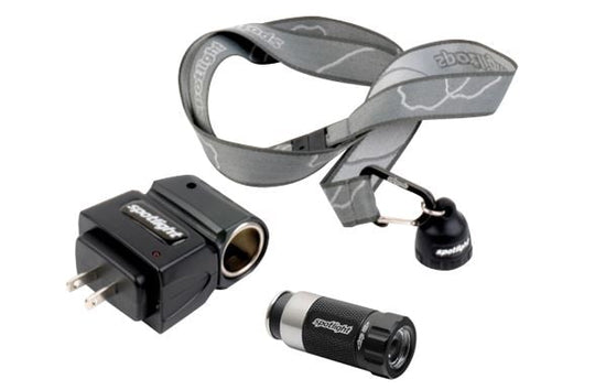 Spotlight Home Helper Kit with Spotlight Turbo LED Flashlight and Keychain and AC Adapter - Jet Black (SPOT-9309)